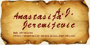 Anastasija Jeremijević vizit kartica